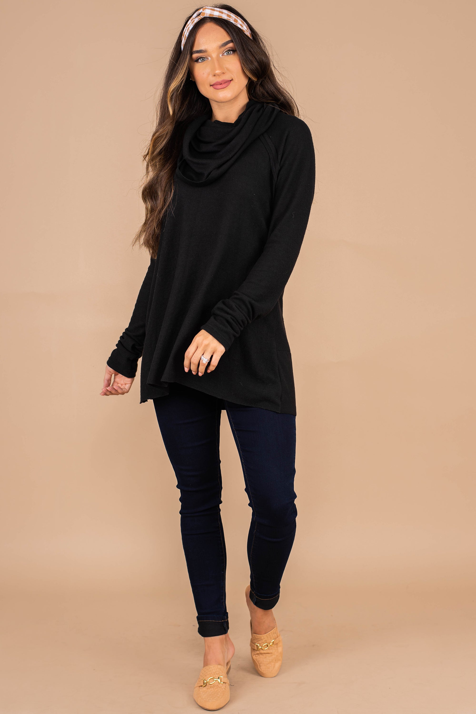 The One You Want Black Cowl Neck Sweater