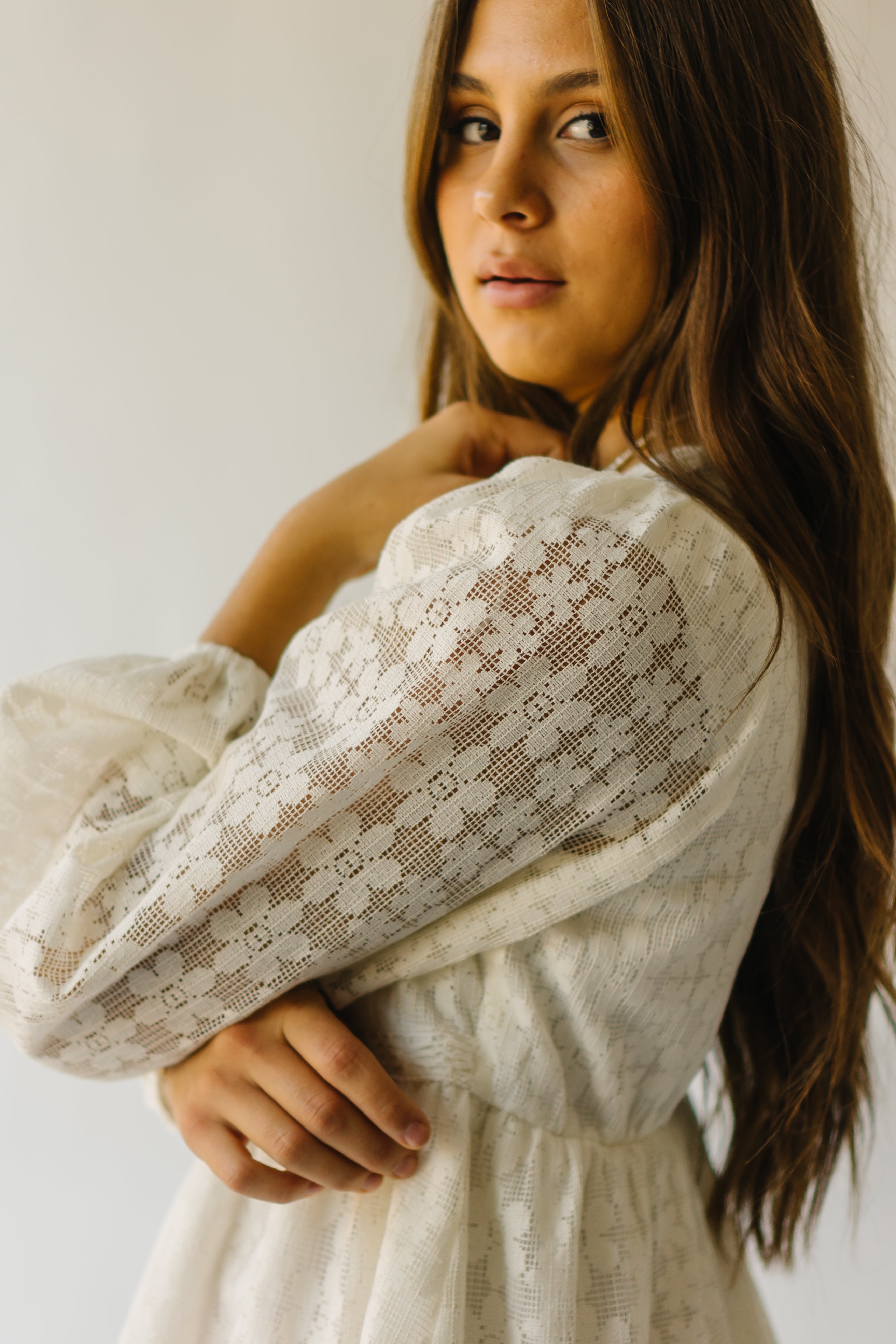 The Rosenburg Floral Lace Detail Blouse in Ivory