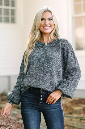 The Slouchy Black Bubble Sleeve Sweater