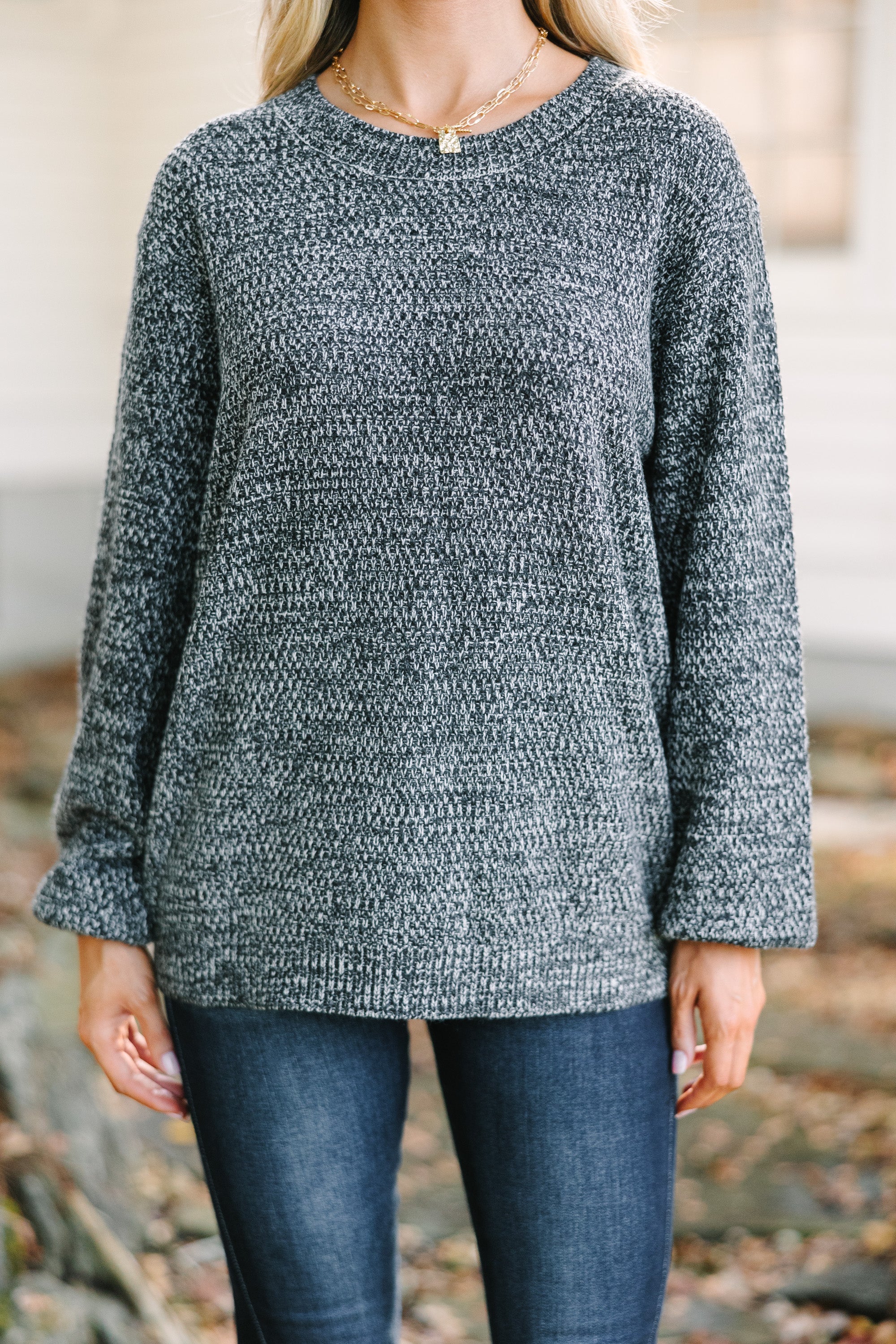 The Slouchy Black Bubble Sleeve Sweater