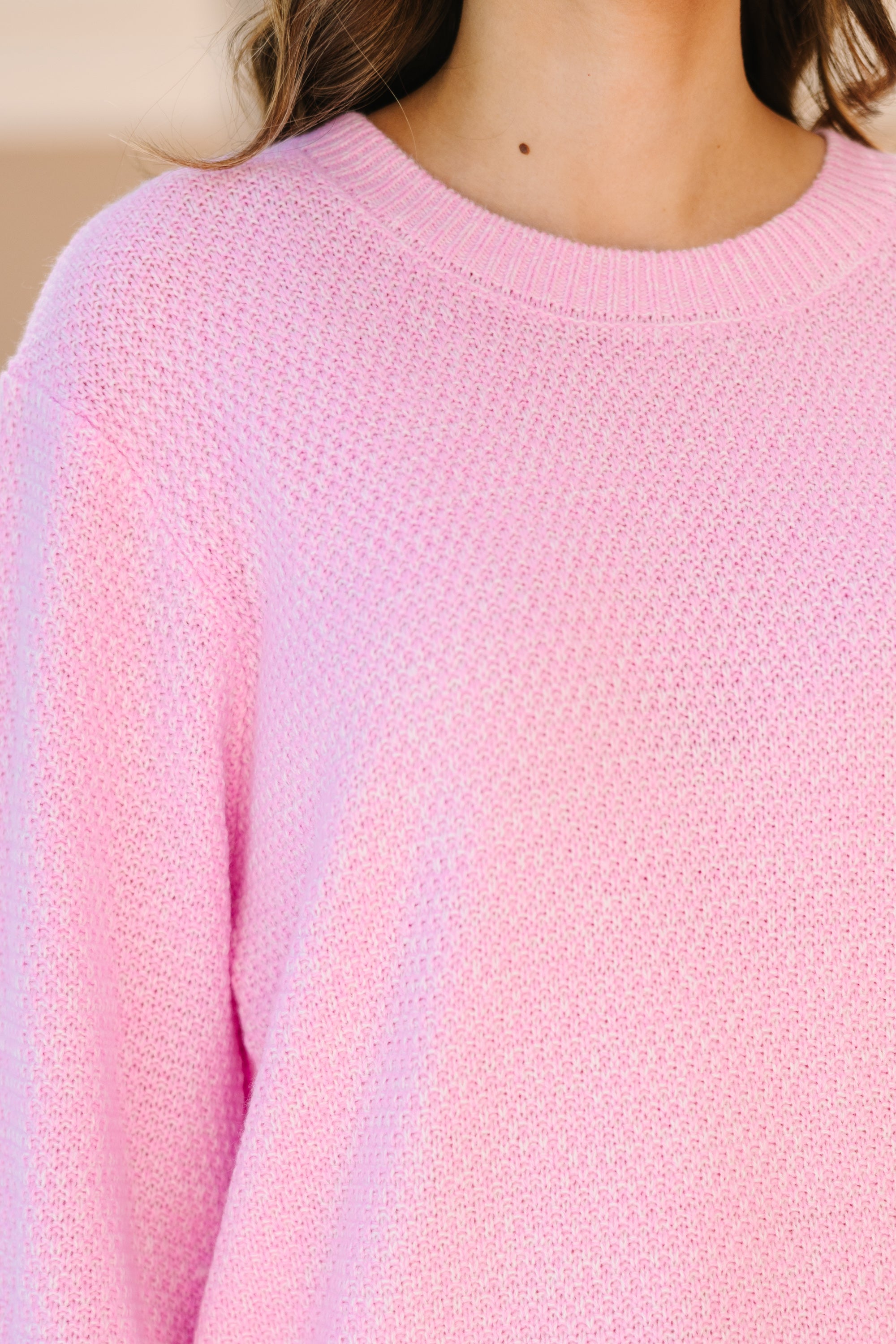 The Slouchy Bubblegum Pink Bubble Sleeve Sweater