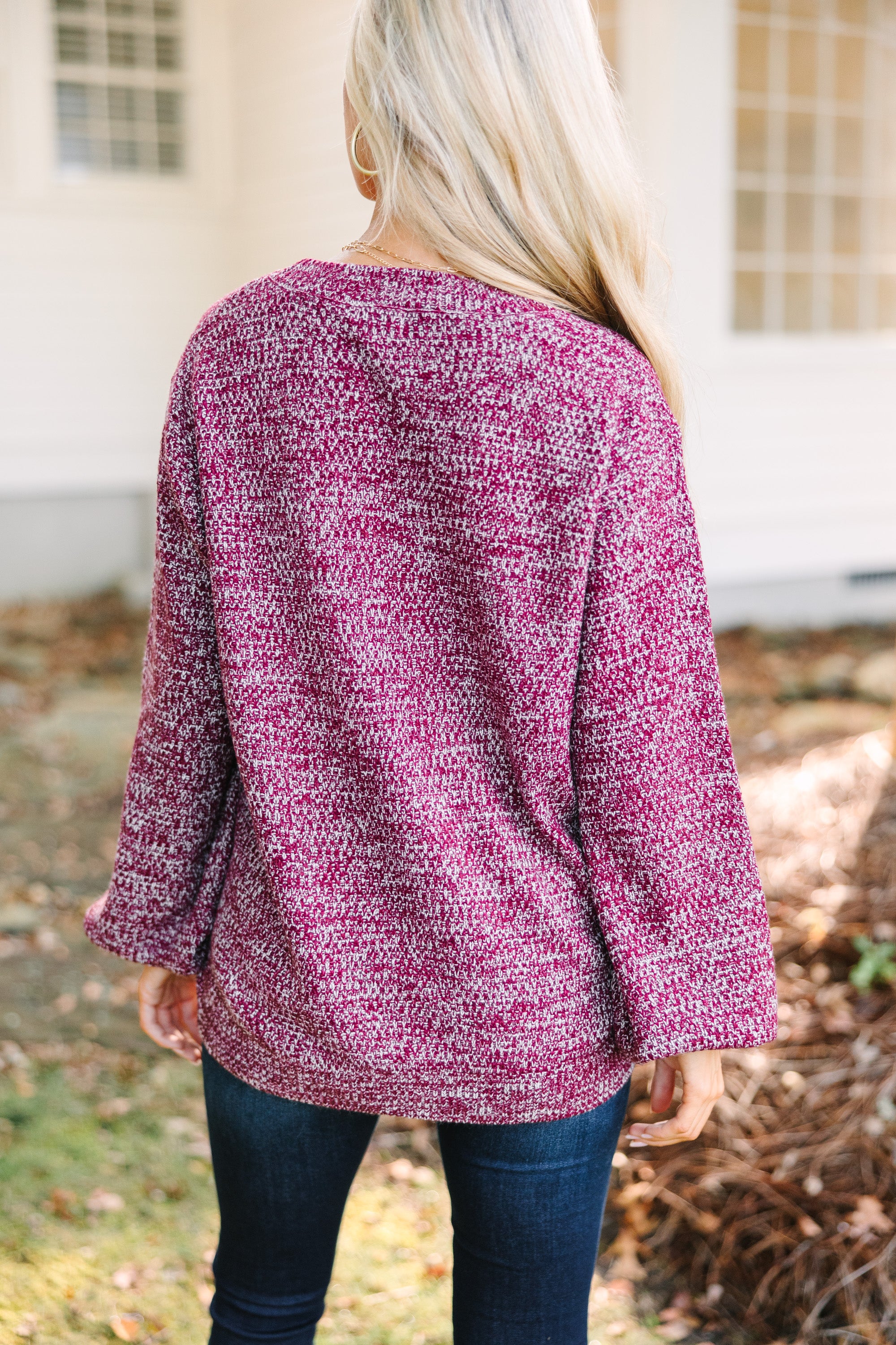 The Slouchy Burgundy Red Bubble Sleeve Sweater