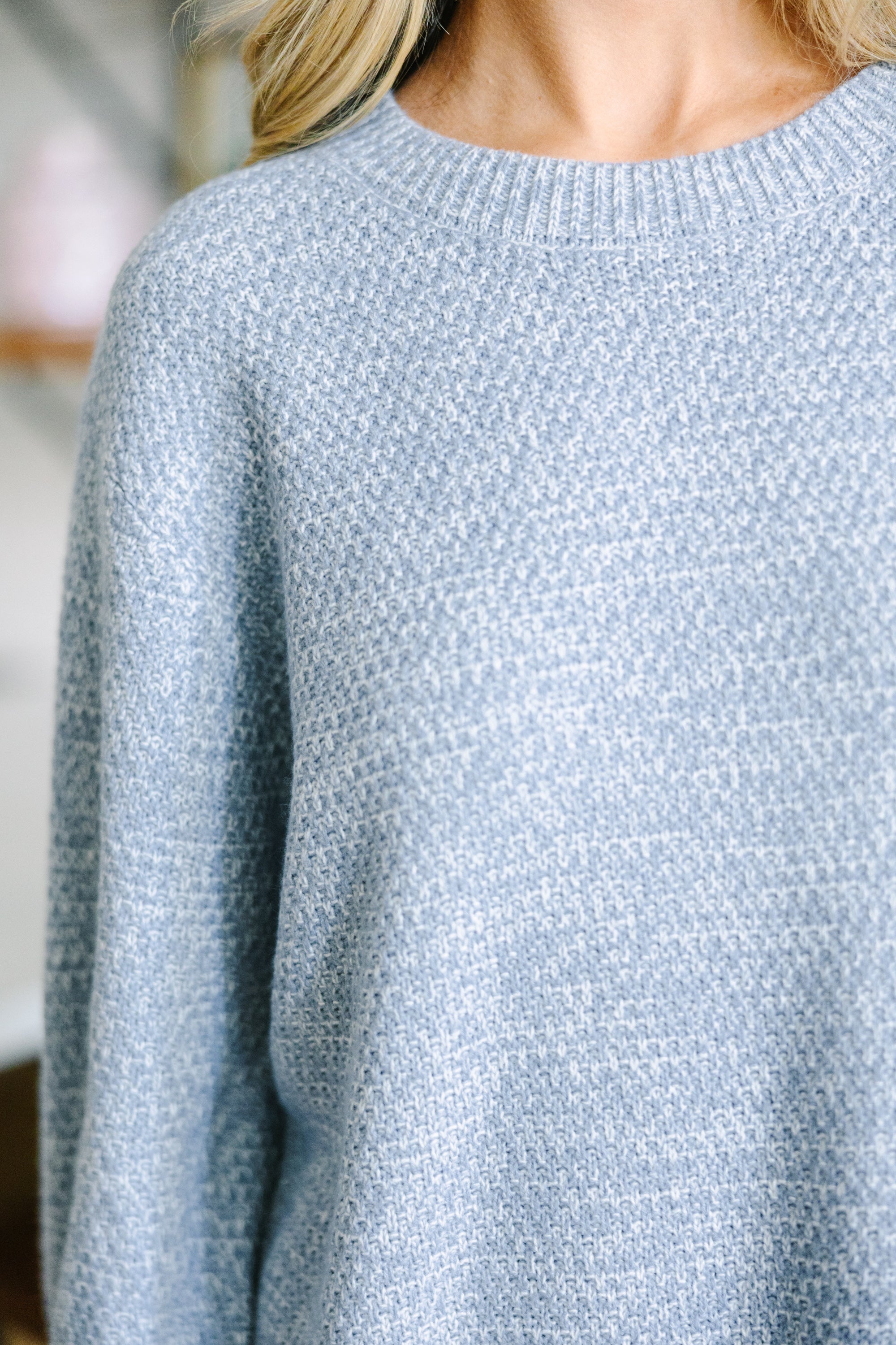 The Slouchy Light Blue Bubble Sleeve Sweater