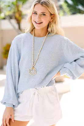 The Slouchy Light Blue Bubble Sleeve Sweater