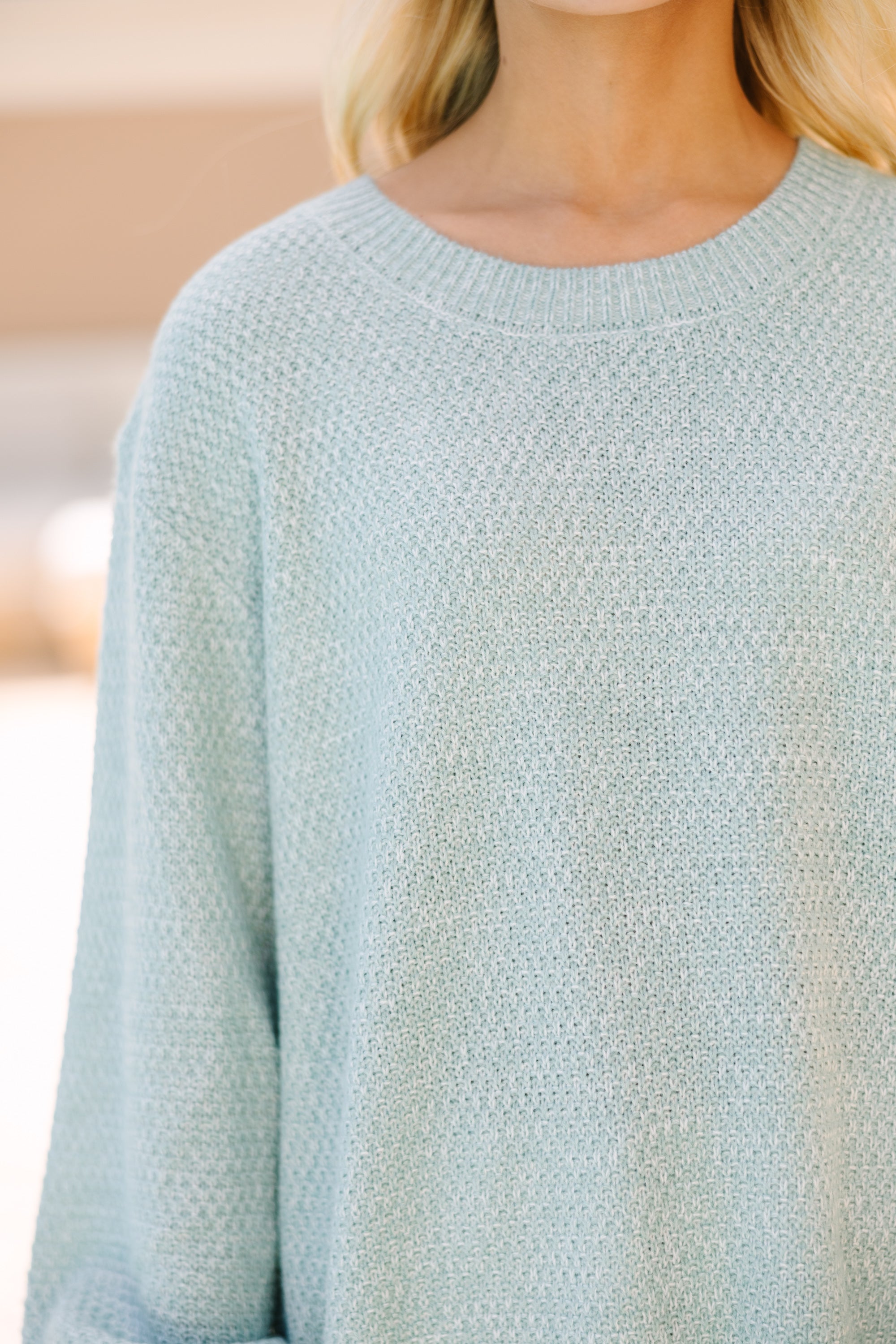 The Slouchy Light Green Bubble Sleeve Sweater