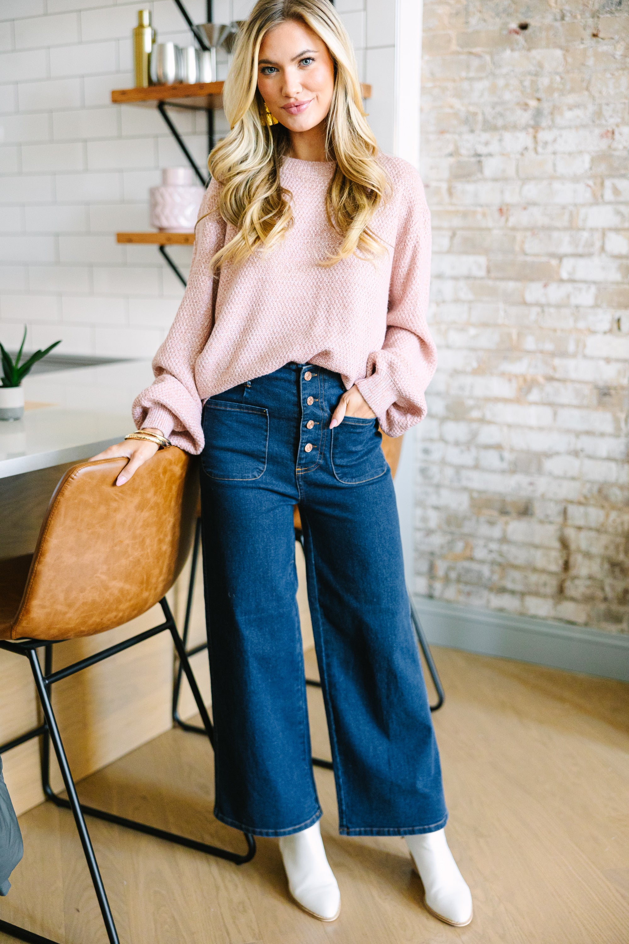 The Slouchy Mauve Pink Bubble Sleeve Sweater