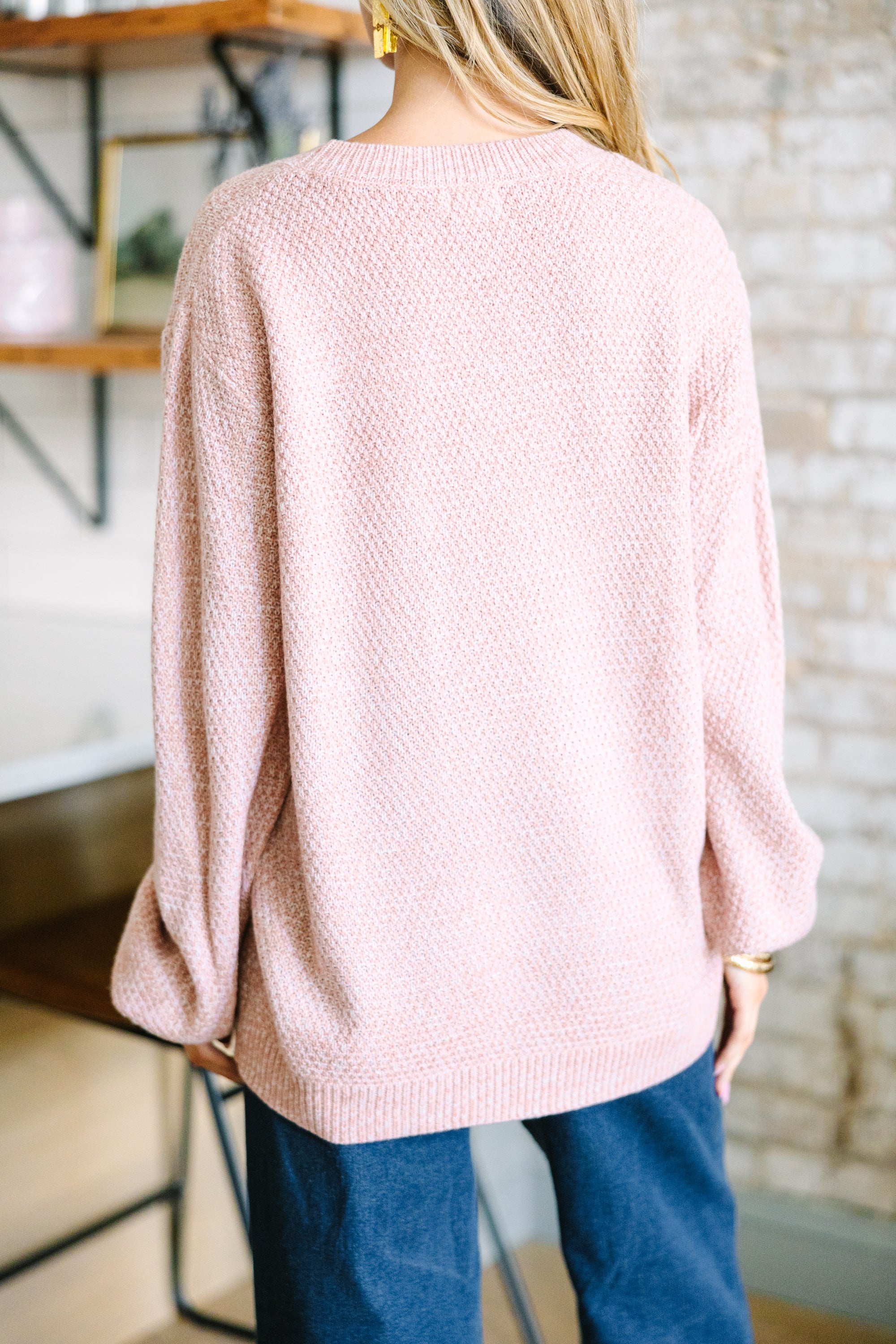 The Slouchy Mauve Pink Bubble Sleeve Sweater