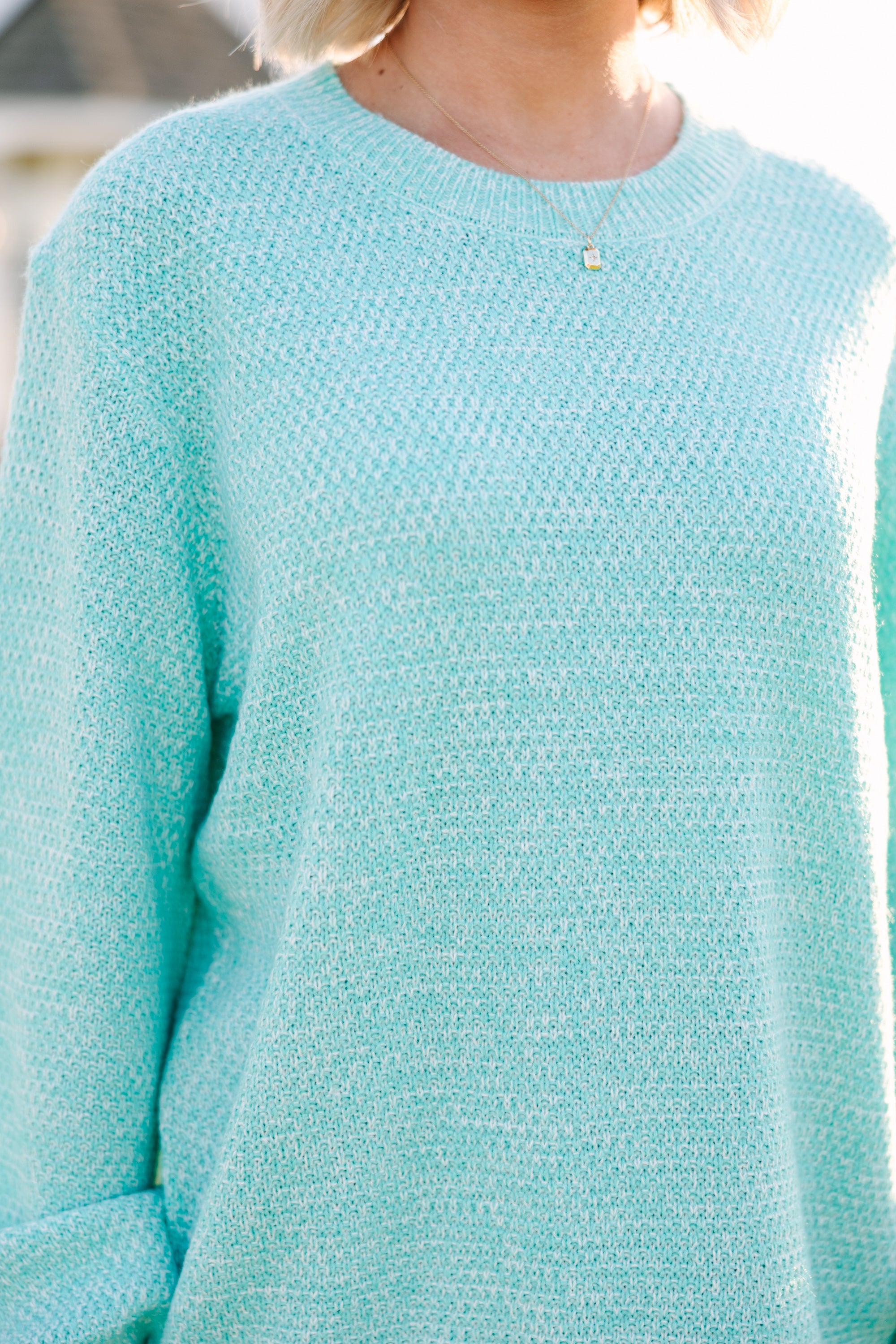 The Slouchy Mint Green Bubble Sleeve Sweater