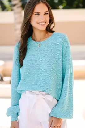 The Slouchy Turquoise Blue Bubble Sleeve Sweater