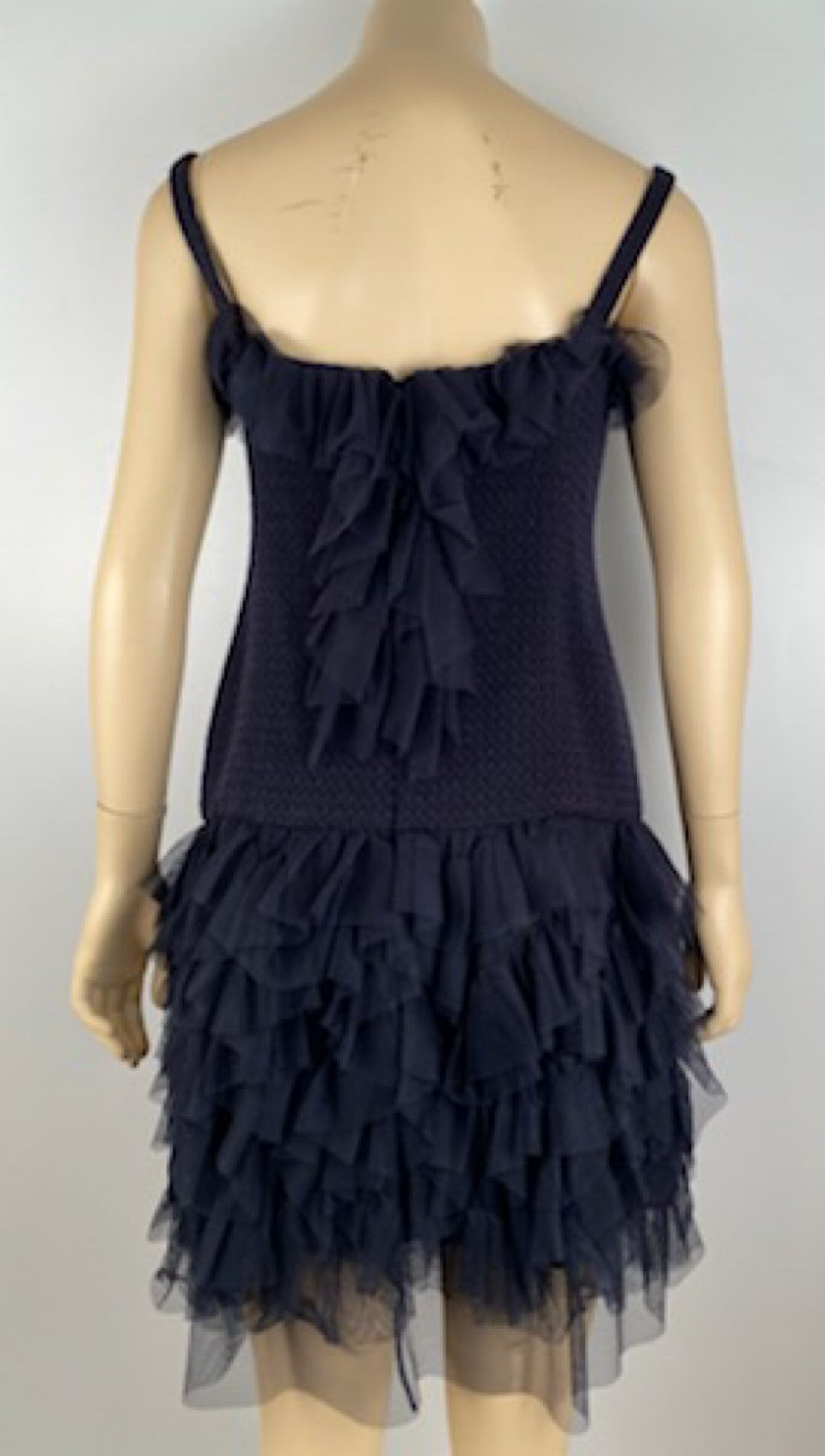 Vintage Chanel 02C 2002 Cruise Resort Navy Blue Wool Dress FR 38 US 4/6