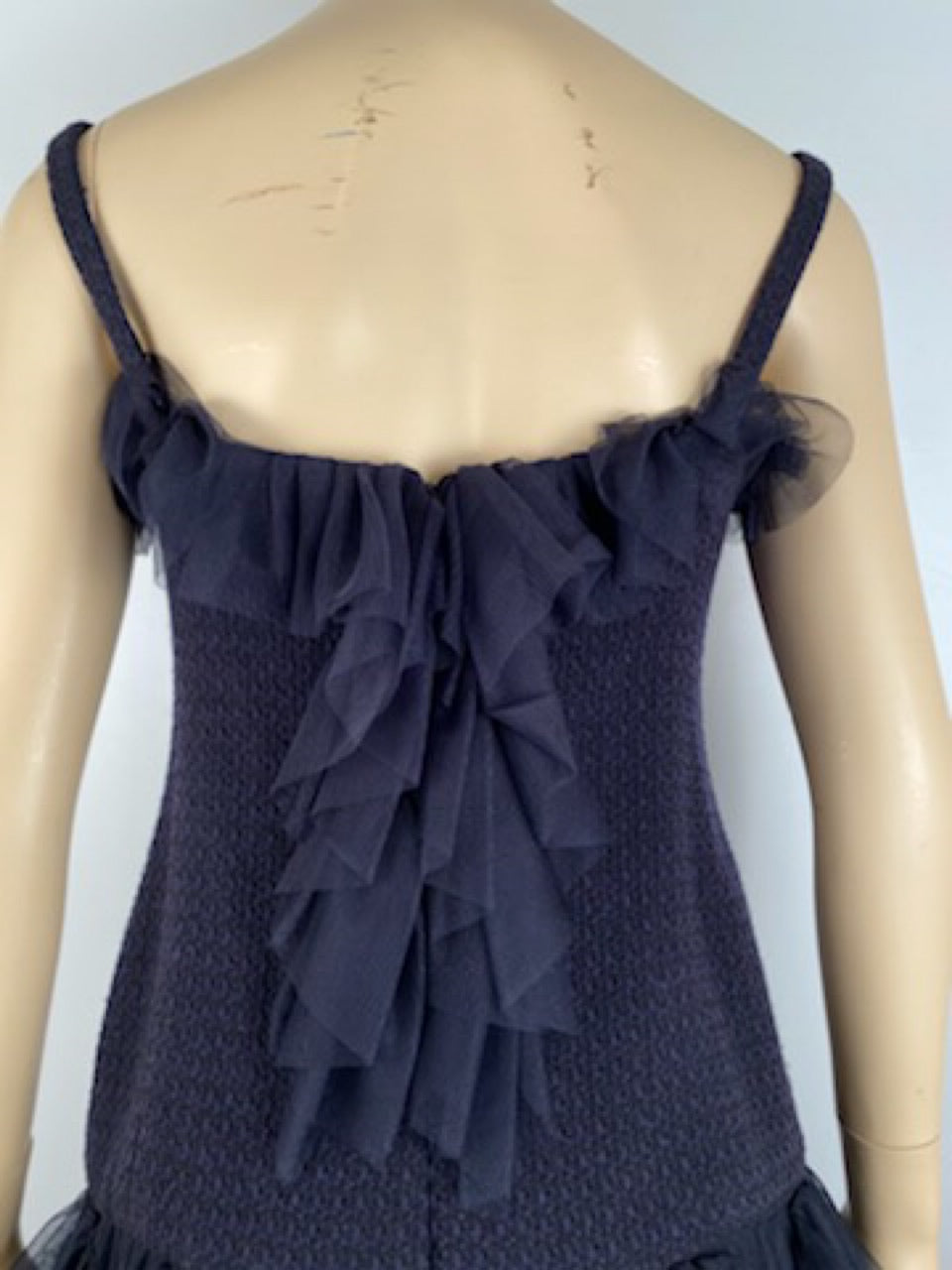 Vintage Chanel 02C 2002 Cruise Resort Navy Blue Wool Dress FR 38 US 4/6