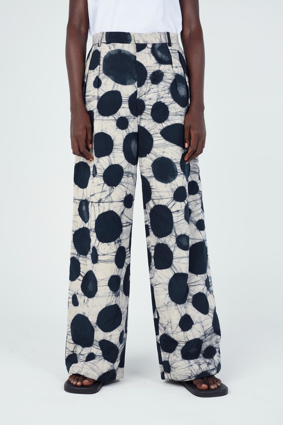 Watercolor Spotted Wide-Leg Pants