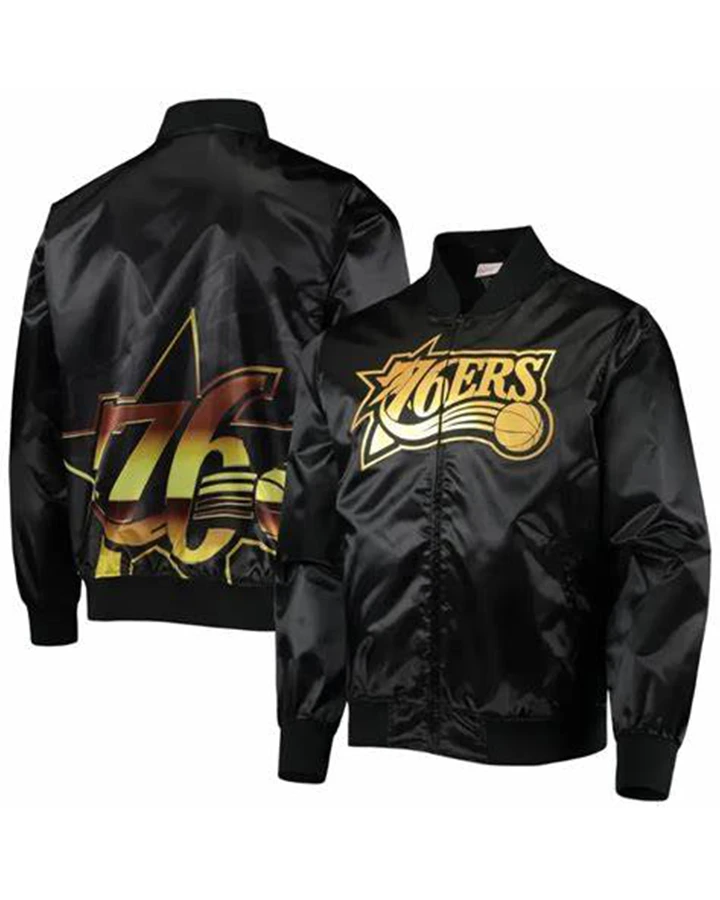 Willis Philadelphia 76ers Black Bomber Jacket - William Jacket