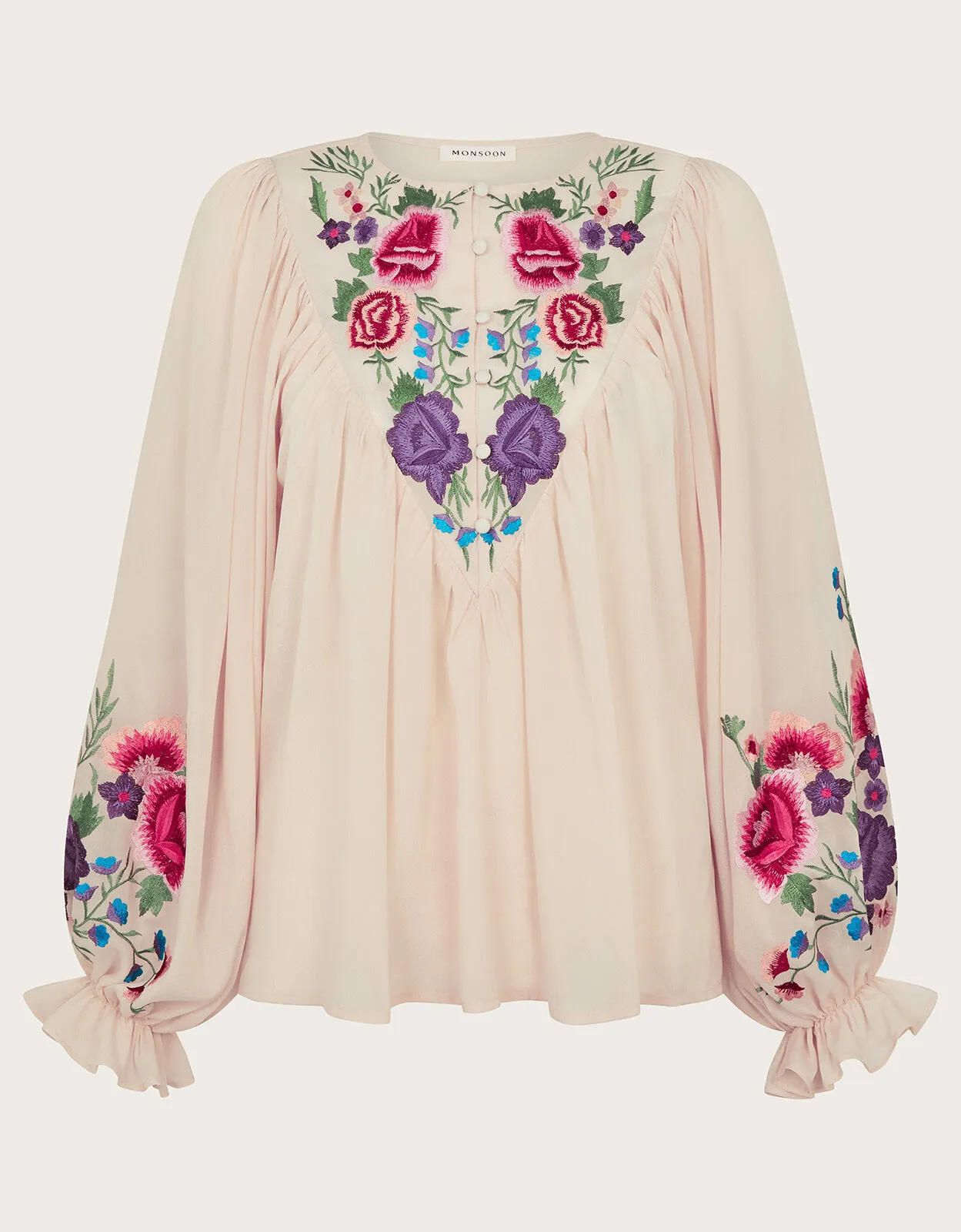 Winny Embroidered Floral Blouse Ivory