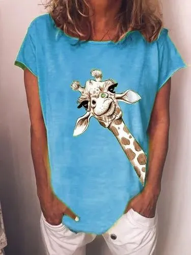 Women's T-shirt Short Sleeve T-shirts Printing Casual Giraffe