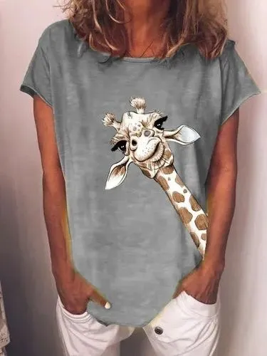 Women's T-shirt Short Sleeve T-shirts Printing Casual Giraffe