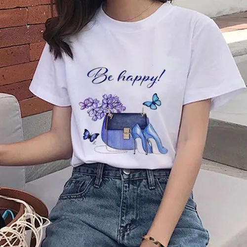 Women's T-shirt Short Sleeve T-shirts Printing Casual Shoe