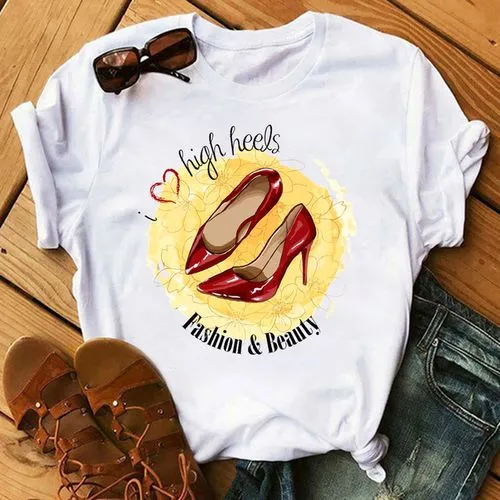 Women's T-shirt Short Sleeve T-shirts Printing Casual Shoe