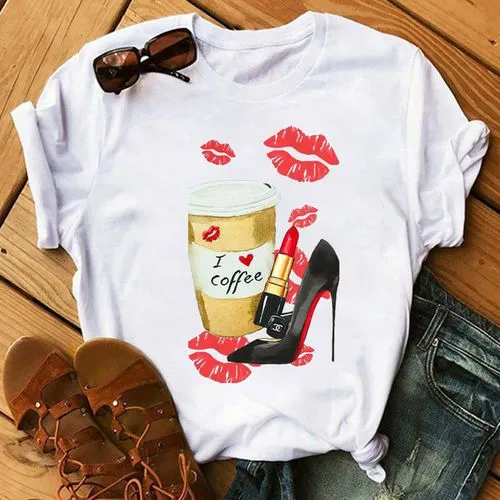 Women's T-shirt Short Sleeve T-shirts Printing Casual Shoe