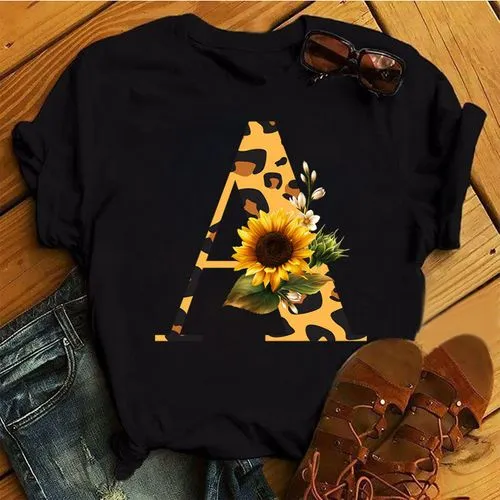 Women's T-shirt Short Sleeve T-shirts Printing Fashion Chrysanthemum