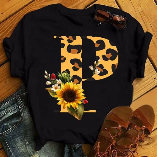 Women's T-shirt Short Sleeve T-shirts Printing Fashion Chrysanthemum