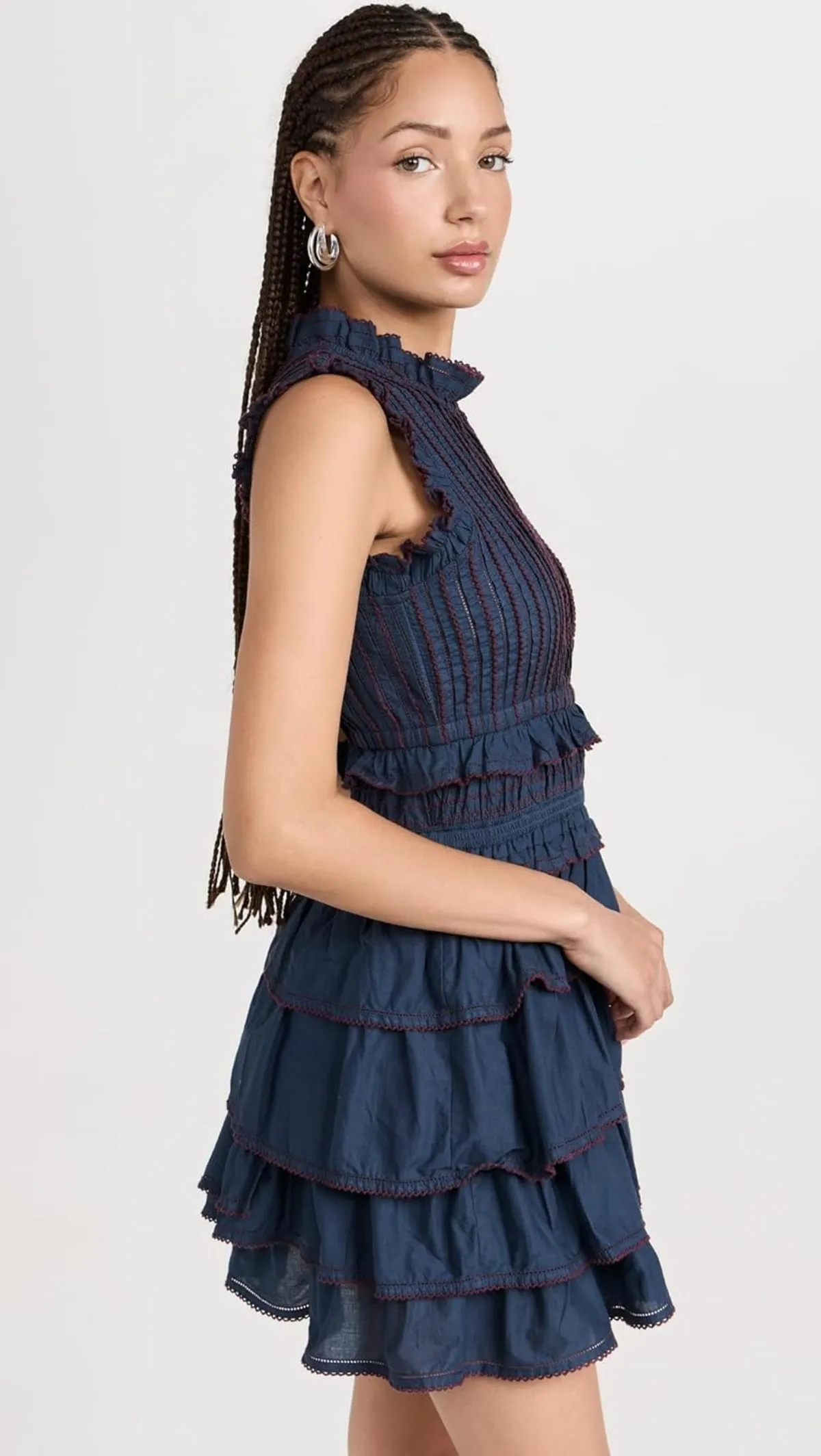 Women's Mable Cambric Sleevless Pleated Dress - Admiral/Blue Mini