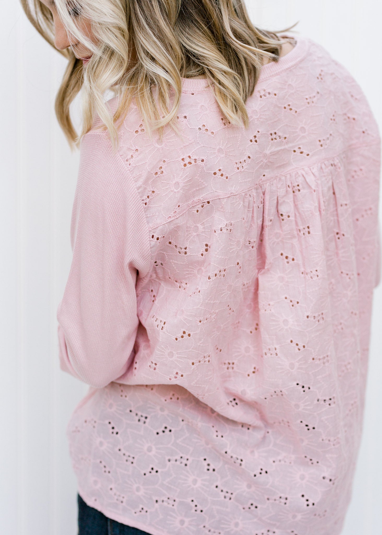 X Eyelet Mauve Top