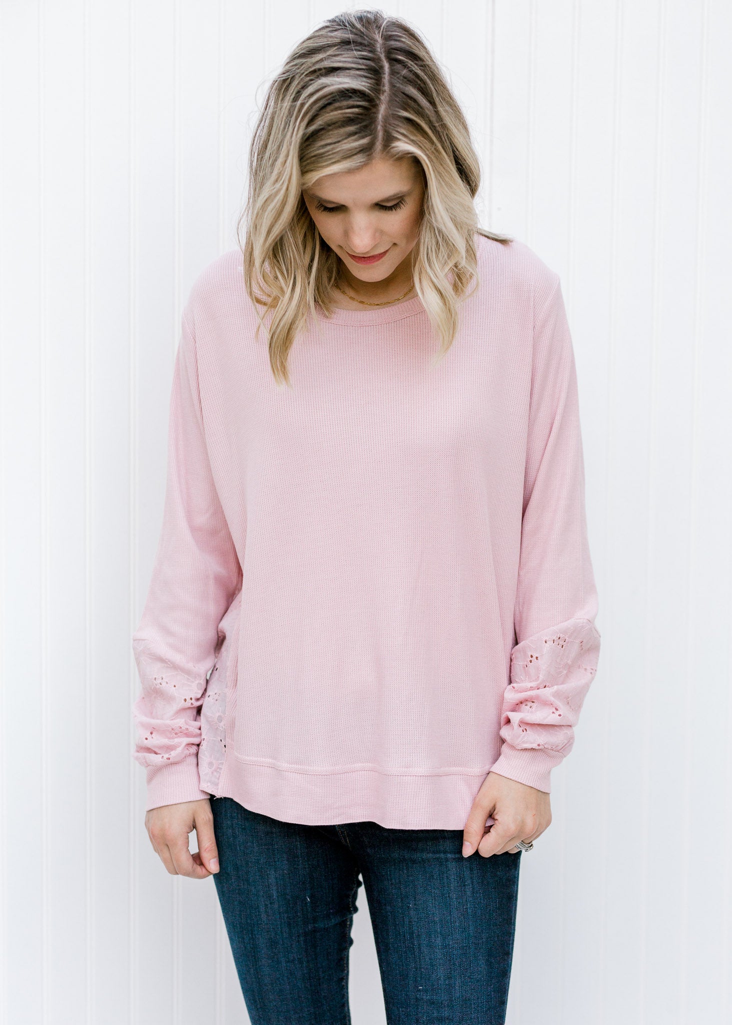 X Eyelet Mauve Top